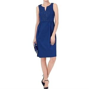 Boden Ada blue embroidered sheath dress Sleeveless Women's size US 4